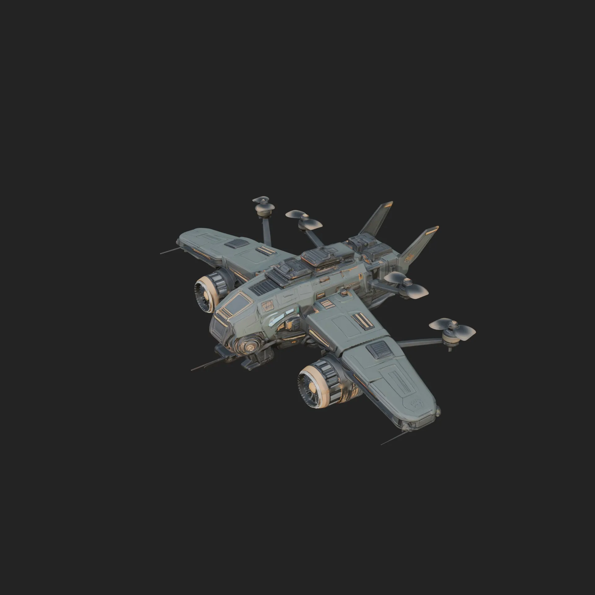 Sci Fi VTOL Craft Model Design 32 - 3D Print Model 3D Print Model .c4d .max .obj .3ds .fbx .stl .blend 