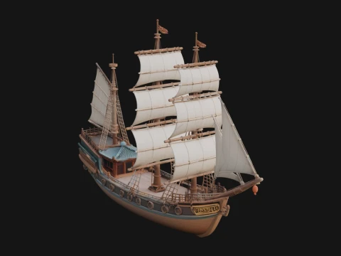 Tall Sailing Ship Model Design 2 - 3D Print Model Model do druku 3D
