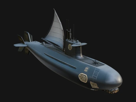 Military Submarine Model Design 1 - 3D Print Model 3Dプリントモデル