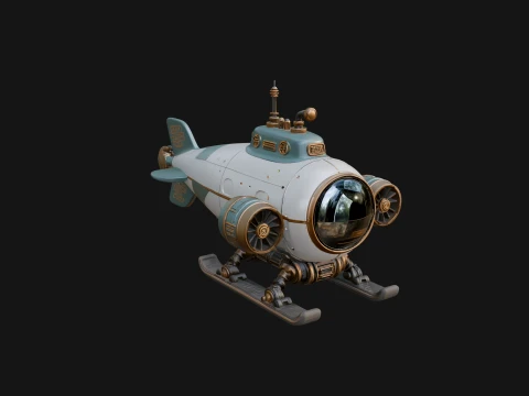 Steampunk Submersible Model Design 1 - 3D Print Model 3D Print Model