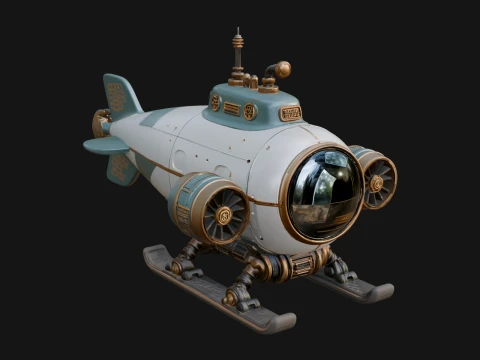 Steampunk Submersible Model Design 1 - 3D Print Model 3D Принт Модель