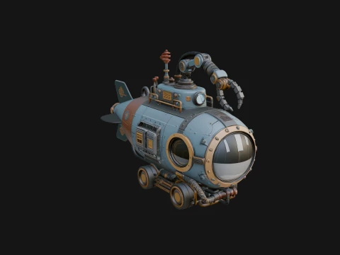 Steampunk Submersible Model Design 2 - 3D Print Model 3Dプリントモデル