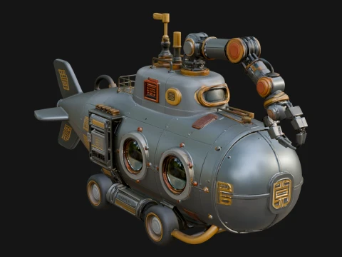 Steampunk Submersible Model Design 4 - 3D Print Model 3D Print Model