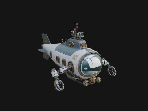 Steampunk Submersible Model Design 5 - 3D Print Model 3Dプリントモデル