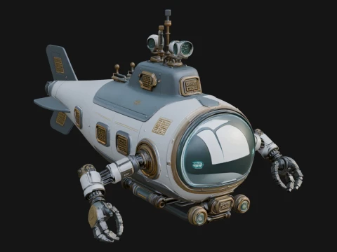 Steampunk Submersible Model Design 5 - 3D Print Model 3D Print Model