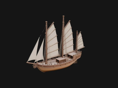 Chinese Junk Ship Model Design 3 - 3D Print Model 3Dプリントモデル
