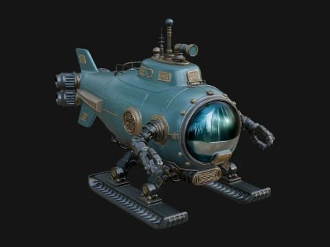 Steampunk Submersible Model Design 6 - 3D Print Model 3D Print Model