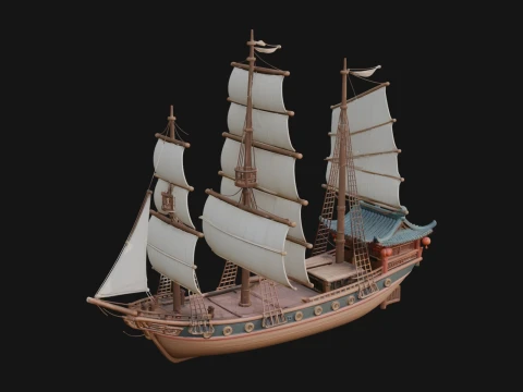 Tall Sailing Ship Model Design 3 - 3D Print Model Model do druku 3D