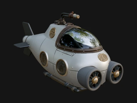 Steampunk Submersible Model Design 7 - 3D Print Model 3D Принт Модель