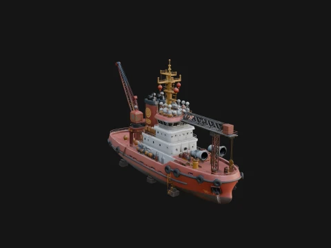 Harbour Tugboat Model Design 1 - 3D Print Model 3D Print Model