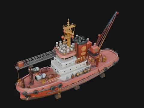 Harbour Tugboat Model Design 1 - 3D Print Model 3D printmodel
