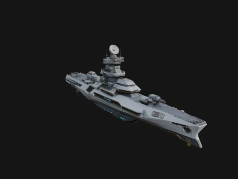 Sci Fi Warship Model Design 2 - 3D Print Model 3D Druckmodell