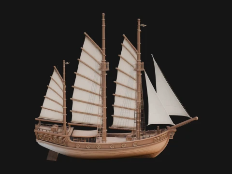 Chinese Junk Ship Model Design 5 - 3D Print Model 3D Print Model