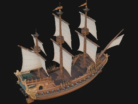 Tall Sailing Ship Model Design 4 - 3D Print Model Model do druku 3D