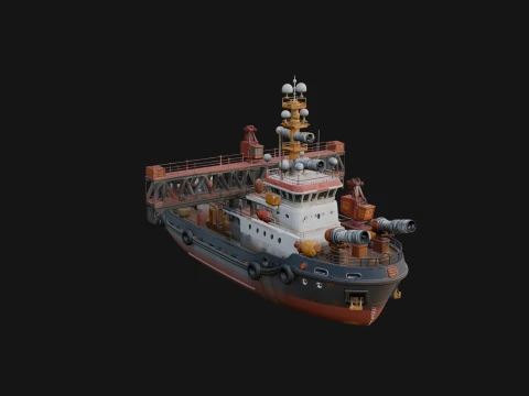 Harbour Tugboat Model Design 2 - 3D Print Model 3D Print Model