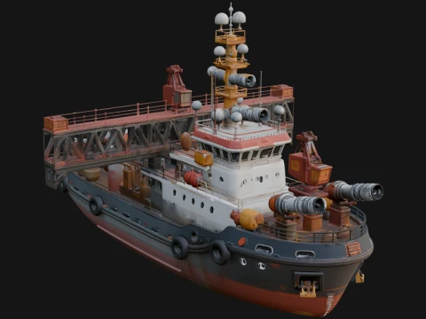 Harbour Tugboat Model Design 2 - 3D Print Model 3D Print Model