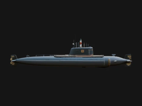 Military Submarine Model Design 9 - 3D Print Model Modèles 3D en vedette