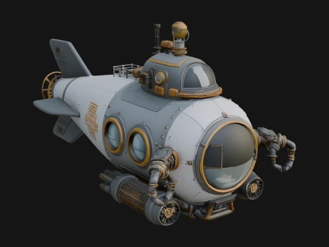 Steampunk Submersible Model Design 8 - 3D Print Model 3D Принт Модель