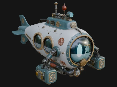 Steampunk Submersible Model Design 9 - 3D Print Model 3D Принт Модель