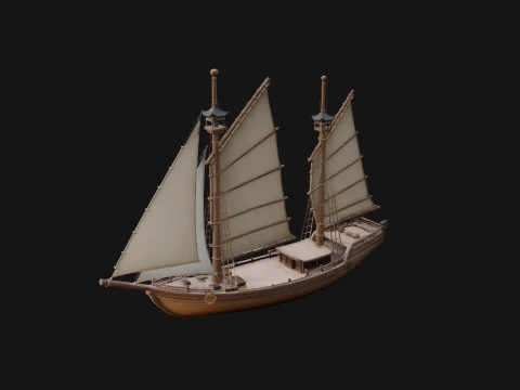 Chinese Junk Ship Model Design 6 - 3D Print Model 3D Print Model