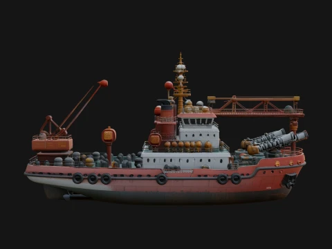 Harbour Tugboat Model Design 4 - 3D Print Model 3D printmodel