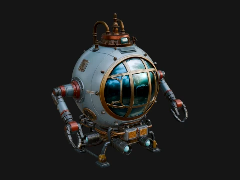 Steampunk Submersible Model Design 12 - 3D Print Model 3D Принт Модель