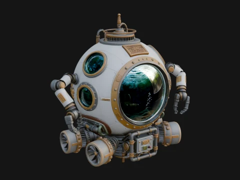 Steampunk Submersible Model Design 13 - 3D Print Model 3D Принт Модель