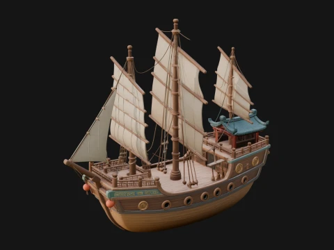 Tall Sailing Ship Model Design 8 - 3D Print Model Model do druku 3D