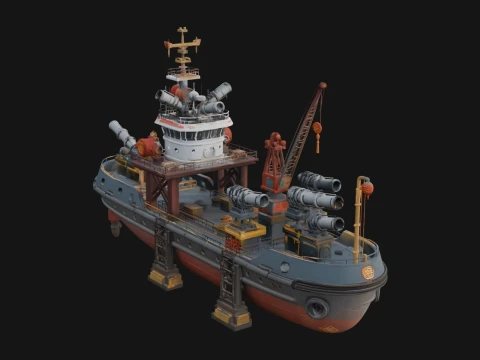 Harbour Tugboat Model Design 6 - 3D Print Model 3D printmodel