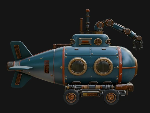 Steampunk Submersible Model Design 14 - 3D Print Model 3D Print Model