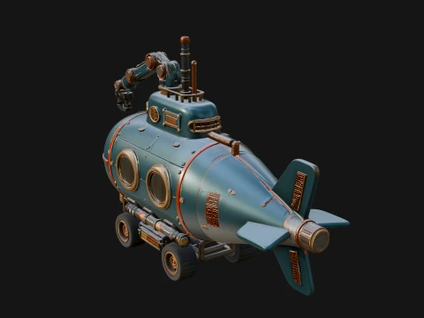 Steampunk Submersible Model Design 14 - 3D Print Model 3D Print Model