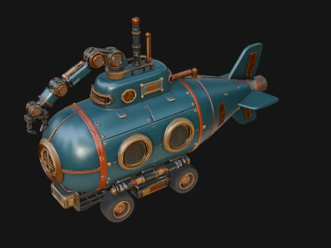 Steampunk Submersible Model Design 14 - 3D Print Model 3D Print Model