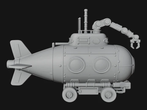 Steampunk Submersible Model Design 14 - 3D Print Model 3D Print Model