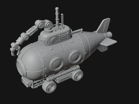 Steampunk Submersible Model Design 14 - 3D Print Model 3D Print Model