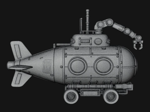 Steampunk Submersible Model Design 14 - 3D Print Model 3D Print Model