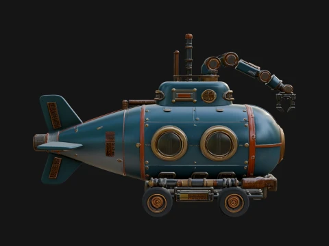 Steampunk Submersible Model Design 14 - 3D Print Model 3D Принт Модель