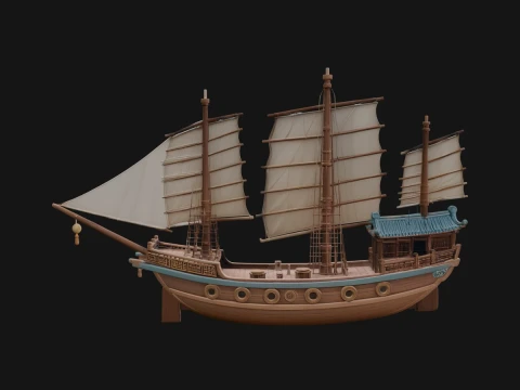 Chinese Junk Ship Model Design 10 - 3D Print Model 3D Принт Модель