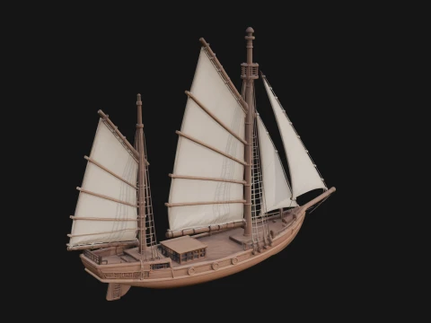 Chinese Junk Ship Model Design 12 - 3D Print Model 3D Принт Модель