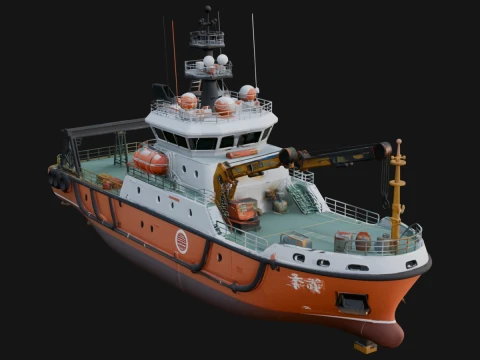Harbour Tugboat Model Design 9 - 3D Print Model 3D printmodel