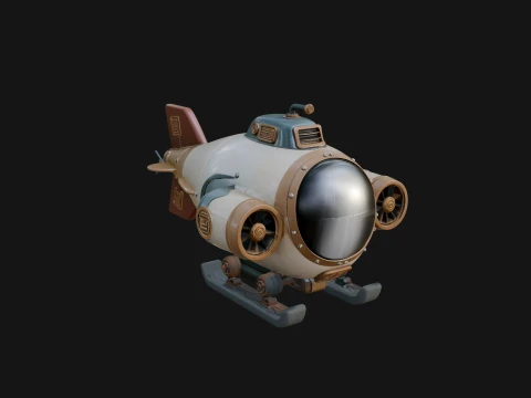 Steampunk Submersible Model Design 16 - 3D Print Model 3D Print Model