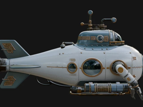 Steampunk Submersible Model Design 17 - 3D Print Model 3D Print Model