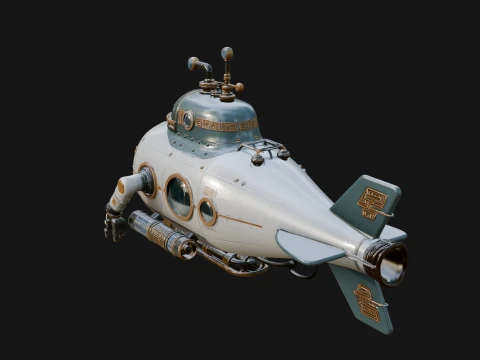 Steampunk Submersible Model Design 17 - 3D Print Model 3D Print Model