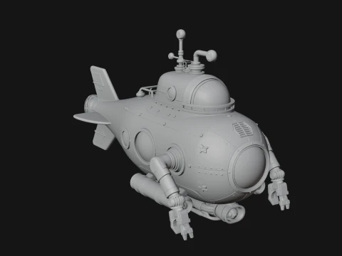 Steampunk Submersible Model Design 17 - 3D Print Model 3D Print Model
