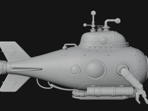 Steampunk Submersible Model Design 17 - 3D Print Model 3D Print Model