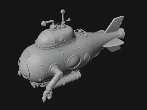 Steampunk Submersible Model Design 17 - 3D Print Model 3D Print Model