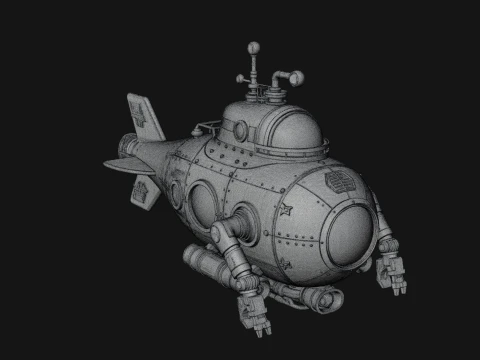 Steampunk Submersible Model Design 17 - 3D Print Model 3D Print Model
