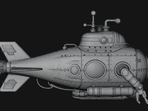 Steampunk Submersible Model Design 17 - 3D Print Model 3D Print Model