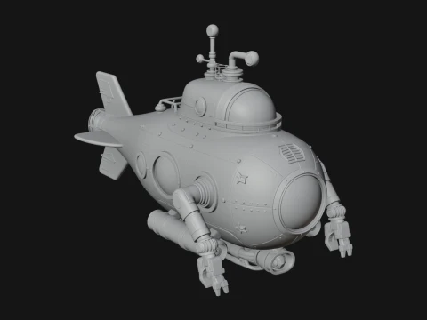 Steampunk Submersible Model Design 17 - 3D Print Model 3D Print Model
