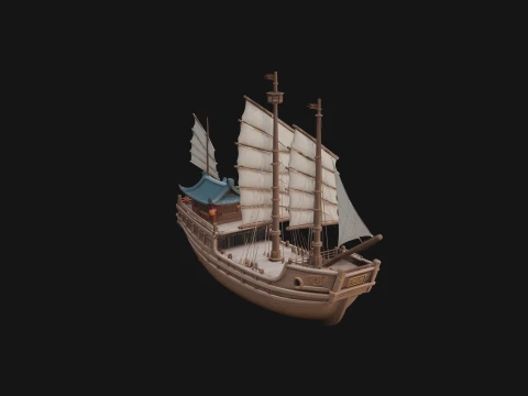 Chinese Junk Ship Model Design 13 - 3D Print Model 3D Baskı Modeli