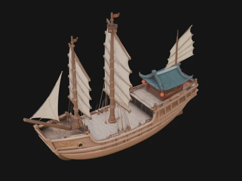 Chinese Junk Ship Model Design 13 - 3D Print Model 3D Принт Модель